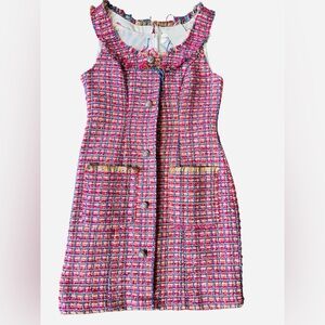 Lavender Brown Pink Multicolor Tweed Dress. Size XS/S.  30”Bust 32” Length. NWT